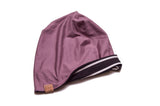 Reversible Black + White Stripe and Plum Beanie