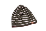 Reversible Green + White Stripe and Tan Beanie