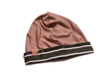 Reversible Green + White Stripe and Tan Beanie