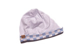 Reversible Blue + White Checkered & White Beanie
