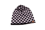 Reversible Black + White Checkered & Black Beanie - Toddler
